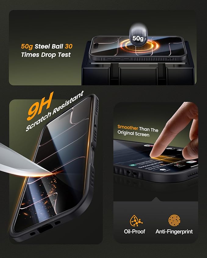 for iPhone Air Case Wallet with Stand, Built-in [2 Pack] Screen Protector & Card Holder & Camera Cover, Military Grade Drop Protection Protective Phone Case for iPhone Air Case 2025, Black