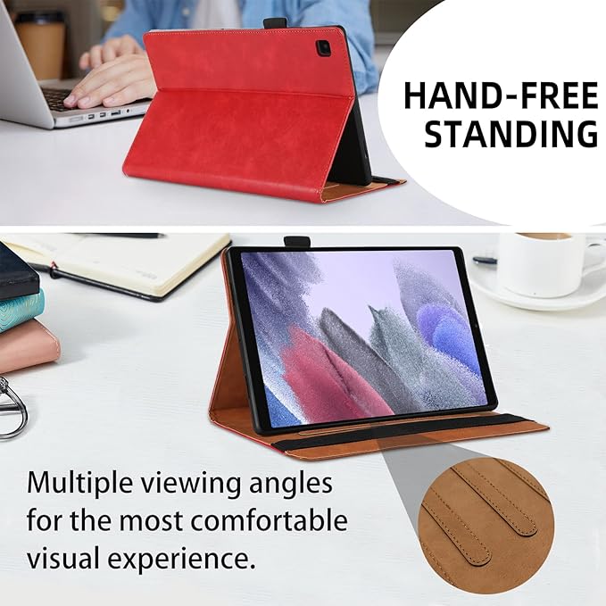 Case for Samsung Galaxy Tab A7 Lite 8.7 inch 2021 Case SM-T220 / T225 Bussiness Premium PU Leather Folio Stand Cover Flip Shell with Card Slot for Galaxy Tab A7 Lite 8.7'' Tablet -Red
