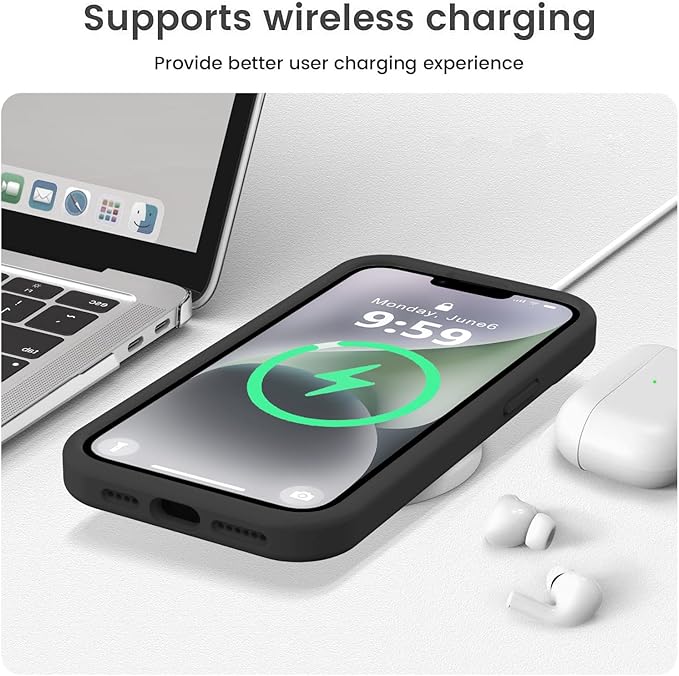 Vooii Compatible with iPhone 13 Pro Max Case, Liquid Silicone Upgrade [Camera Protection] [Soft Anti-Scratch Microfiber Lining] Shockproof Phone Case for iPhone 13 Pro Max 6.7 inch - Black