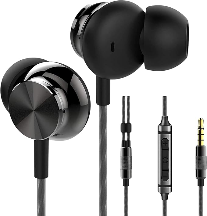 Betron BS10 Earphones Wired Headphones in Ear Noise Isolating Earbuds with Microphone and Volume Control Powerful Bass Driven Sound, 12mm Large Drivers, Ergonomic Design
