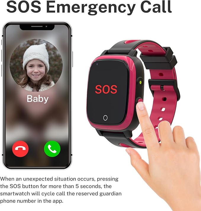 4G Kids Smart Watches Girls, GPS Watch for Kids with Video Call Voice Chat Alarm Clock SOS Camera Flashlight Gifts for Girls Age 5-12