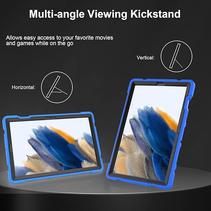 Rantice Galaxy Tab A8 10.5 Case with Kickstand, Hybrid Shockproof Rugged Cover for Samsung A8 Tablet Case 10.5 Inch (SM-X200/X205/X207), Blue+Black