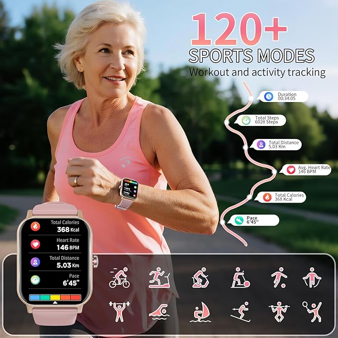 Smart Watch for Men Women with Calling, 1.83" Fitness Tracker with Heart Rate/Sleep Monitor, Step Tracker, New Gen Fitness Watch with 120+ Sports Modes, IP68 Waterproof Smartwatch for Android/iOS Pink