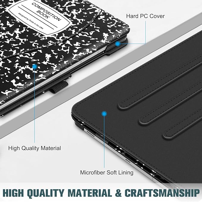 Fintie Case for Samsung Galaxy Tab S10 Lite/ S10 FE/ S9 FE 5G 10.9 Inch/Tab S9 11 Inch with S Pen Holder, Multi-Angle Viewing Protective Cover with Pocket, Auto Sleep/Wake, Composition Book