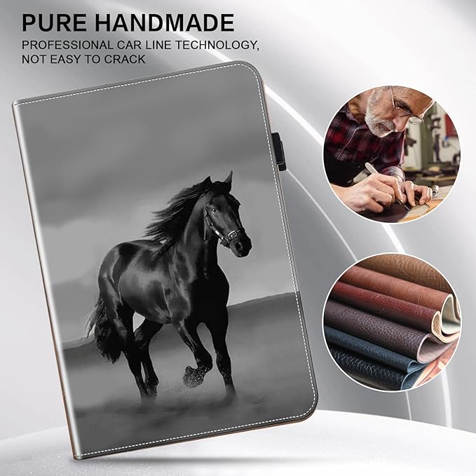 ALILANG Case for Samsung Galaxy Tab A9 Plus 11 Inch Case 2023 with Stylus, Shockproof Folding Stand Cover for Samsung Tab A9+ (SM-X210/X216/X218) Tablet Cases -Black Horse