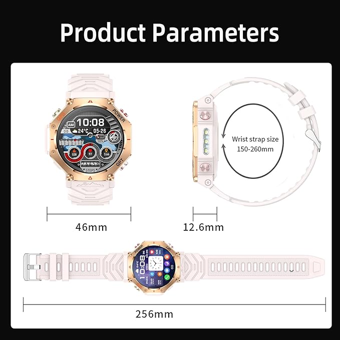 ZL-SW8(Pink) 1.39" Stylish Smartwatch for Women, Bluetooth Calling, AI Voice Assistant, 107 Sport Modes, 3ATM Waterproof, Fashionable Design, Compatible with Android/iOS