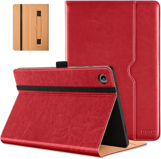 DTTO for Samsung Galaxy Tab A9 Plus 11 inch Case 2023, Premium Leather Business Folio Stand Cover with Hand Strap for Galaxy Tab A9+ 11’’ 2023 Model (SM-X210/X216/X218) - Auto Wake/Sleep, Red