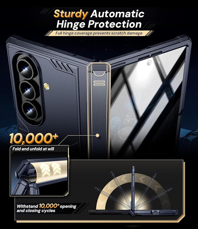 for Samsung Galaxy Z-Fold-7 Case: [Dual-Stand] Privacy Screen Protector [Anti Spy] Anti-Slip | Anti-Fingerprint | Rugged Hinge | Military Shockproof Phone Cover for Fold7 5G 2025 (Blue)