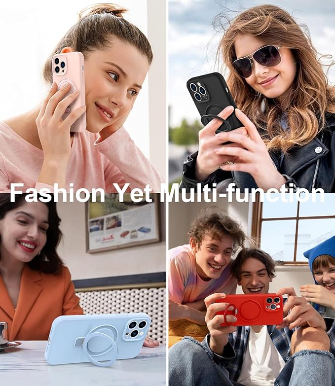 ZHK Liquid Silicone Designed for iPhone 13 pro max Case with Magnet Stand, [Precise Camera Lens Protection][Mil-Grade Drop Shockproof][Soft Anti-Scratch Microfiber Lining] Slim Fit Cover,Baby Blue