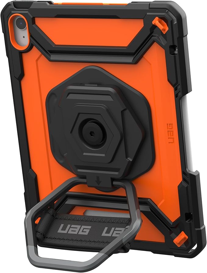 URBAN ARMOR GEAR UAG Designed for iPad 11" A16 11th Gen 2025, 10.9" 10th Gen 2022 Case w/Built-in Screen Protector A3354 A3355 Rugged Protective Cover w/Kickstand & Hand Strap, Plasma Orange/Black