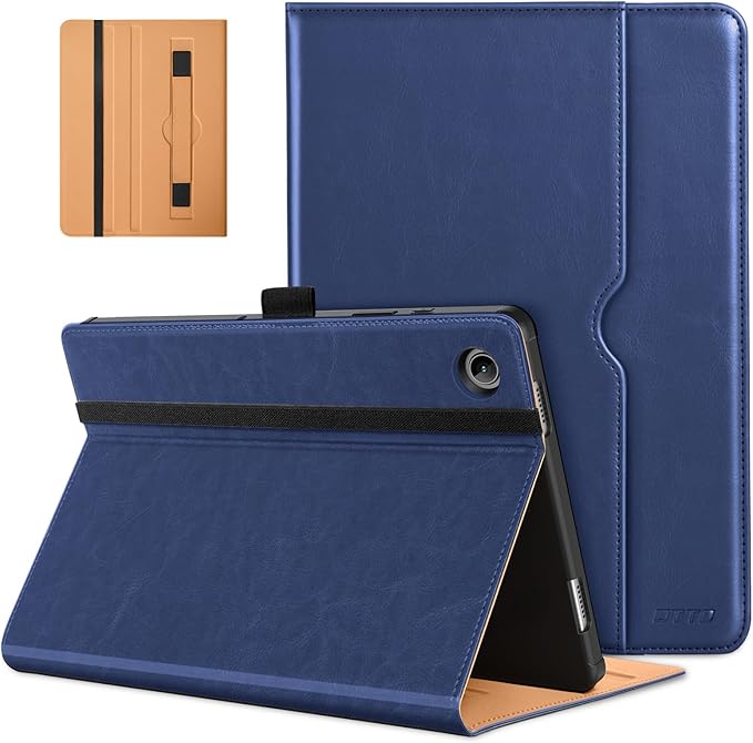 DTTO for Samsung Galaxy Tab A9 Plus 11 inch Case 2023, Premium Leather Business Folio Stand Cover with Hand Strap for Galaxy Tab A9+ 11’’ 2023 Model (SM-X210/X216/X218) - Auto Wake/Sleep, Navy Blue
