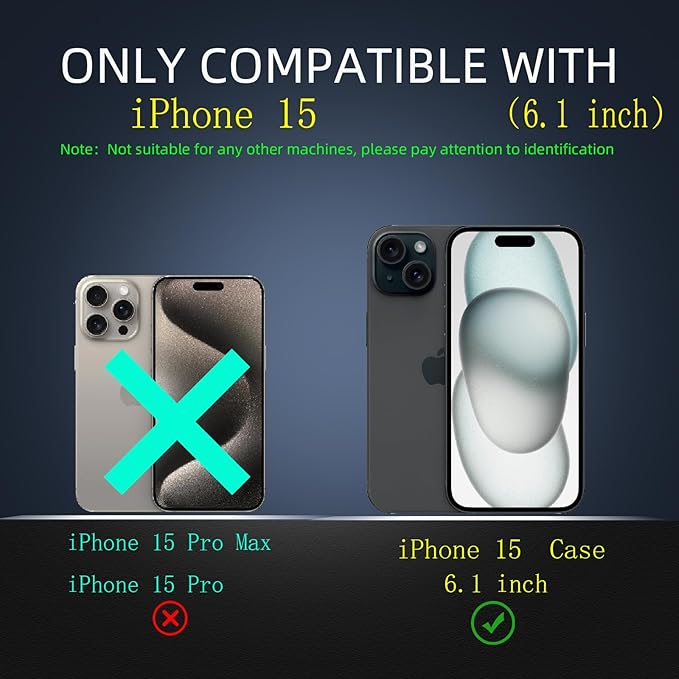 for iPhone 15 Case Magnetic Compatible with MagSafe Wireless Charging,with 2 Screen Protectors,Built-in Kickstand Ring,Shockproof Shock-Absorbent Scratch Resistant Heavy Duty Protection Green