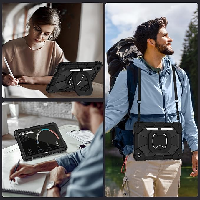 Case for Samsung Galaxy Tab A9+/A9 Plus 11 Inch (SM-X210/X216/X218) with Screen Protector/Rotating Stand/Pen Holder,Military Grade Shockproof Cover for Galaxy Tab A9 Plus Case