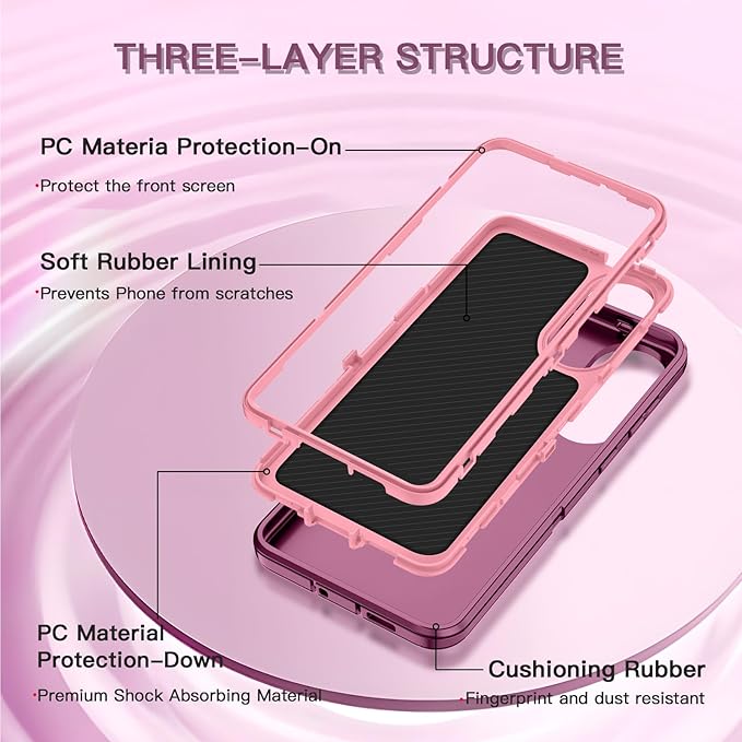for Samsung Galaxy S25 Edge Case Heavy Duty Protective Shockproof Dropproof 3-Layer Full Body Protection [Without Screen Protector] Tough Rugged Case for Galaxy S25 Edge,Purple/Pink