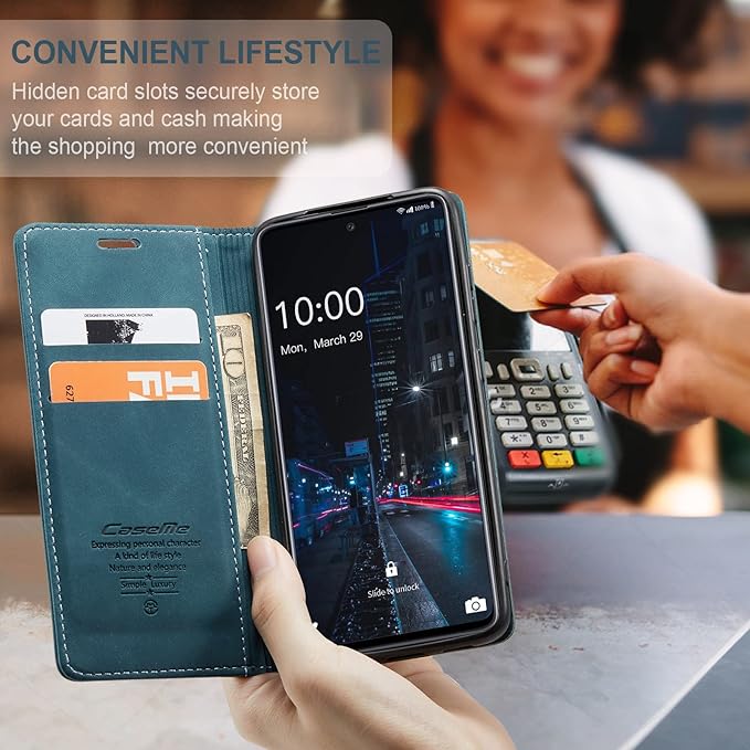 for Samsung Galaxy A33 5G Case, Flip Wallet Leather Case with Card Holder Magnetic Closure Shockproof Kickstand Protective Phone Cases Cover for Samsung A33 5G,Blue-Green