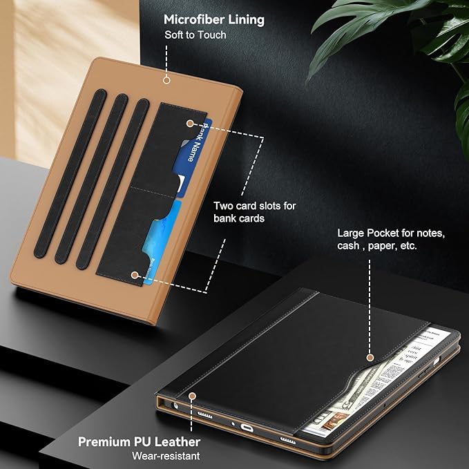 OKP Case for Samsug Galaxy Tab A9+ Plus 11 inch 2024(SM-X210/X216/X218), PU Leather Folio Cover with Multi-Angle Stand//Pen Holder, Auto Wake/Sleep Case for Galaxy A9+ 11" Tablet (Black)