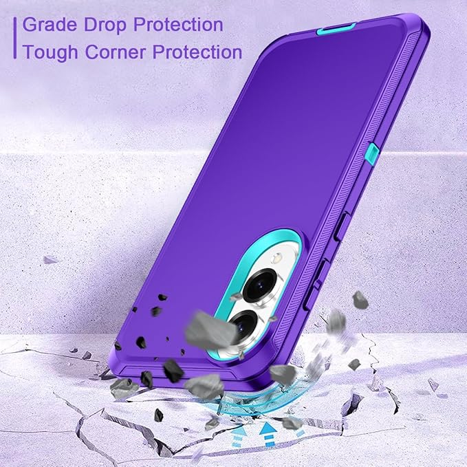 for Samsung Galaxy S25 Edge Case Heavy Duty Protective Shockproof Dropproof 3-Layer Full Body Protection [Without Screen Protector] Tough Rugged Case for Galaxy S25 Edge,Purple/Green
