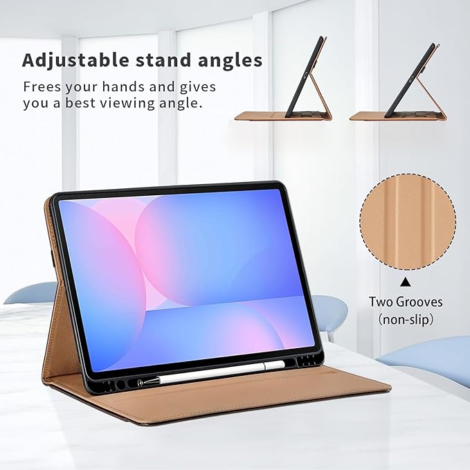 Case for Samsung Galaxy Tab S10 FE Plus 13.1-Inch 2025 - Model SM-X620/SM-X626B with S Pen Holder and Pocket, PU Leather Business Folio Stand Cover for Galaxy S10 FE+, Blue