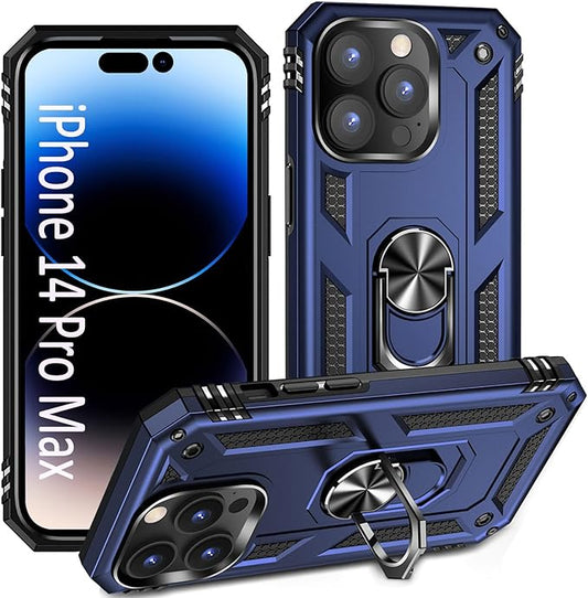 ADDIT Phone Case for iPhone 14 Pro Max Case,with Kickstand Ring,Adjustable Stand,Military Grade,Heavy Duty Protection,Shockproof,Anti-Fingerprint,Support Magnet Car Mount,Blue