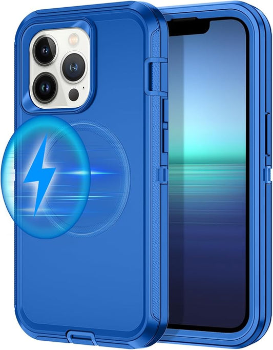 for iPhone 12 Pro Max Case,iPhone 13 Pro Max Case [Compatible with MagSafe] Shockproof 3-Layer Full Body Protection Rugged Heavy Duty Cover for Apple iPhone 12/13 Pro Max 6.7",Sea Blue