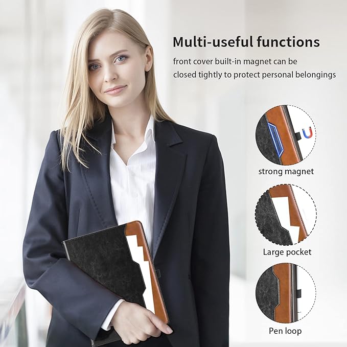 Case for Samsung Galaxy Tab A7 Lite 8.7 Inch 2021 (SM-T227/T225/T220) - PU Leather Business Flip Case with Hand Strap and Pocket, Black