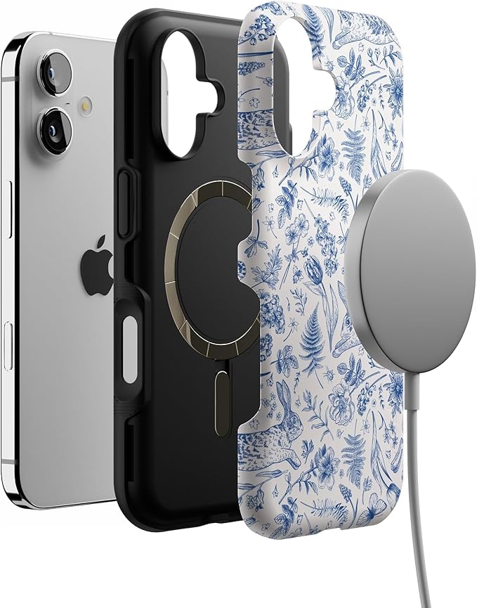 Casely iPhone 17 Case | Hop & Bloom | Bunny Toile | Bold Protective Design | Compatible with MagSafe