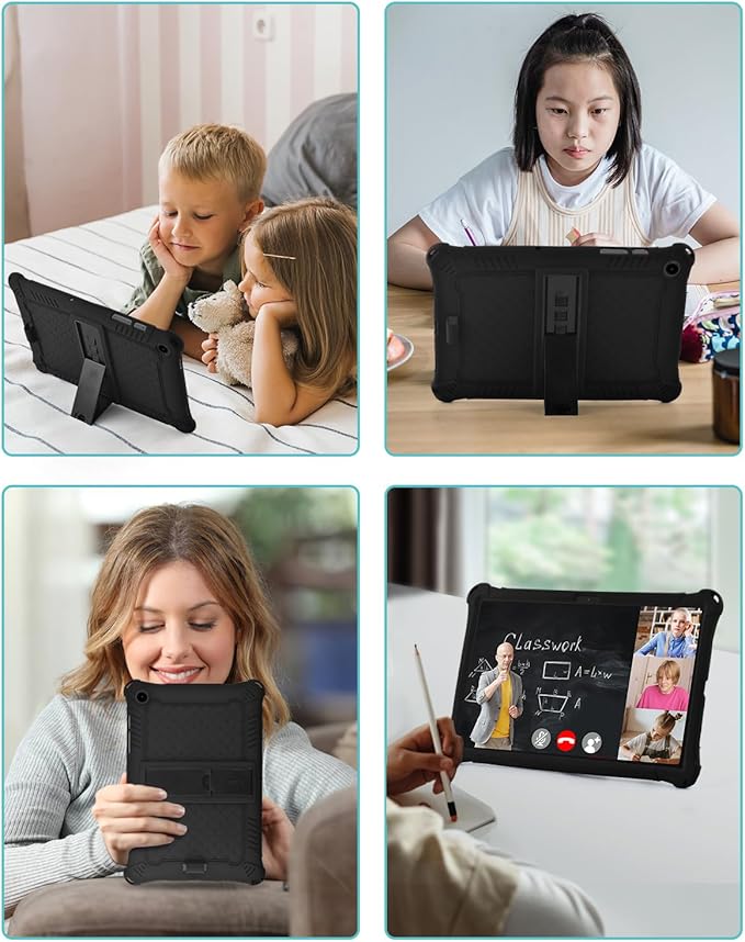 DETUOSI Compatible with Samsung Galaxy Tab A9 Plus Case 11 inch 2023, with Shoulder Strap & Stylus Pen, Soft Silicone Multi-Angle Case for Galaxy Tab A9+ Tablet SM-X210/X216/X218, Black