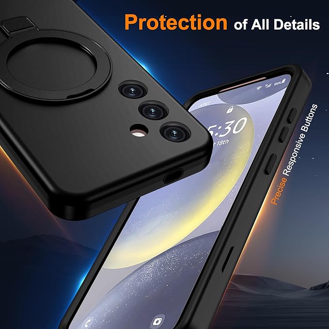 Designed for Samsung Galaxy S24 Plus Case with Magnetic Ring Stand [Compatible with Mag-Safe][Military Grade Drop Protection][Build in Kickstand] Shockproof Galaxy S24+ Phone Case 6.7",Black
