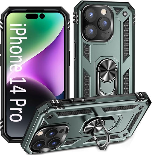 ADDIT Phone Case for iPhone 14 Pro Case,with Kickstand Ring,Adjustable Stand,Military Grade,Heavy Duty Protection,Shockproof,Anti-Fingerprint,Support Magnet Car Mount,Teal