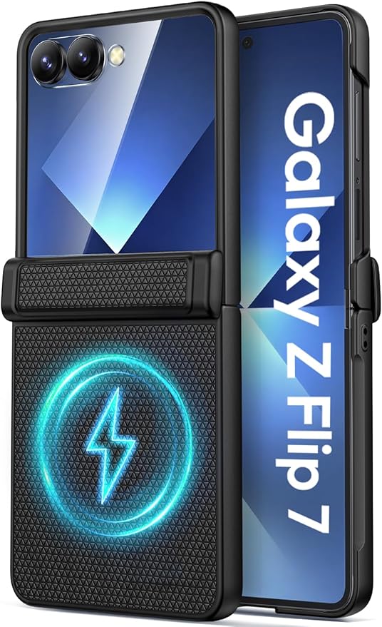 Vihibii for Samsung Galaxy Z Flip 7 Case, [Compatible with MagSafe], Outer Screen Protector & Rugged Hinge Protection & Non-Slip Texture, Shockproof Phone Case for Samsung Galaxy Z Flip 7 2025, Black