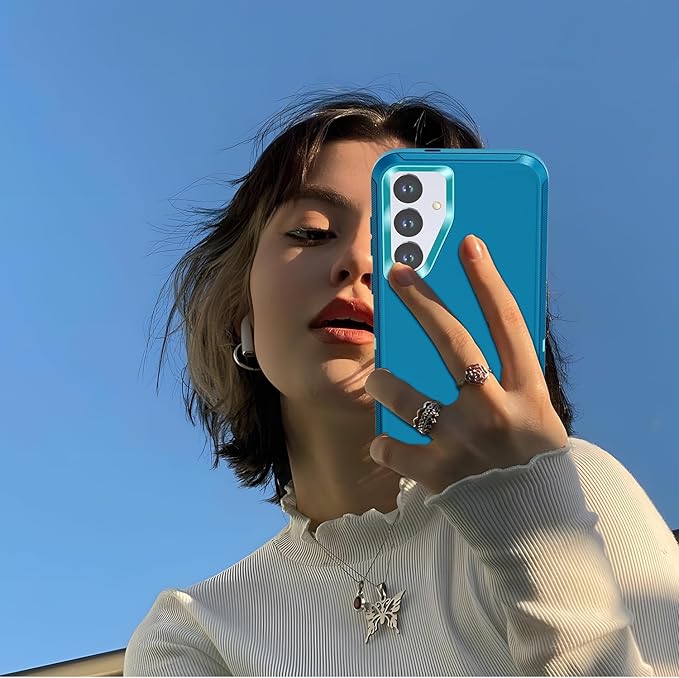 Designed for Samsung Galaxy S24/S25 Case [with Privacy Screen Protector] 3-Layer Full Body Protection Rugged Shockproof Heavy Duty Phone Case Cover, Turquoise