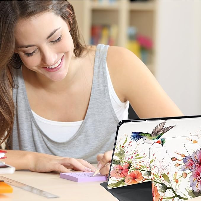 Case for Lenovo Tab M10 Plus 10.3", 360 Degree Rotating Folding Stand,with Auto Sleep/Wake Case for Lenovo Tab M10 Plus (2020 2nd Gen) TB-X606F/TB-X606X 10.3" FHD Tablet,Hummingbird and Flowers