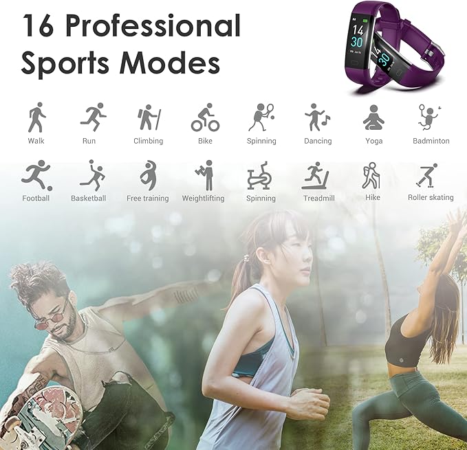 threesheep Fitness Tracker for Men and Women,Fitness Watch Waterproof with Activity Tracker and Sleep Monitor,Smart Watch for Android and iOS Phones(Purple)……