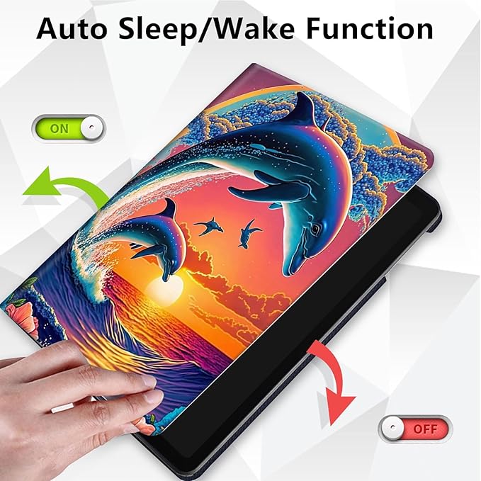 Case for Lenovo Tab M10 Plus 10.3", 360 Degree Rotating Folding Stand,with Auto Sleep/Wake Case for Lenovo Tab M10 Plus (2020 2nd Gen) TB-X606F/TB-X606X 10.3" FHD Tablet,Dolphins in The Sunset