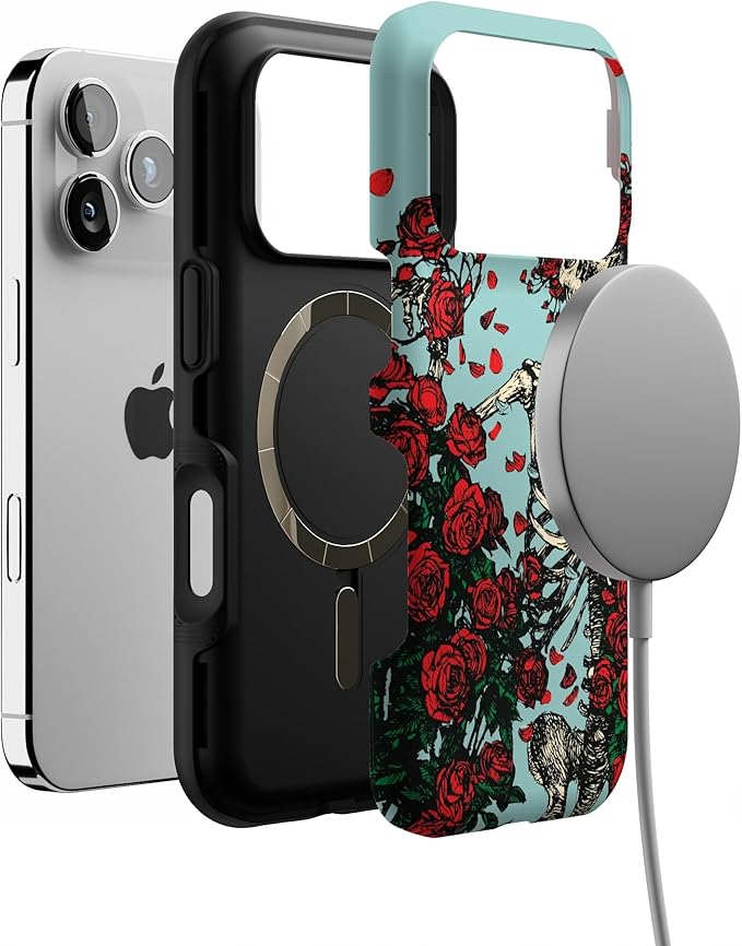Casely iPhone 17 Pro Case | Forever Grateful | Grateful Dead Skeleton Floral | Bold Protective Design | Compatible with MagSafe