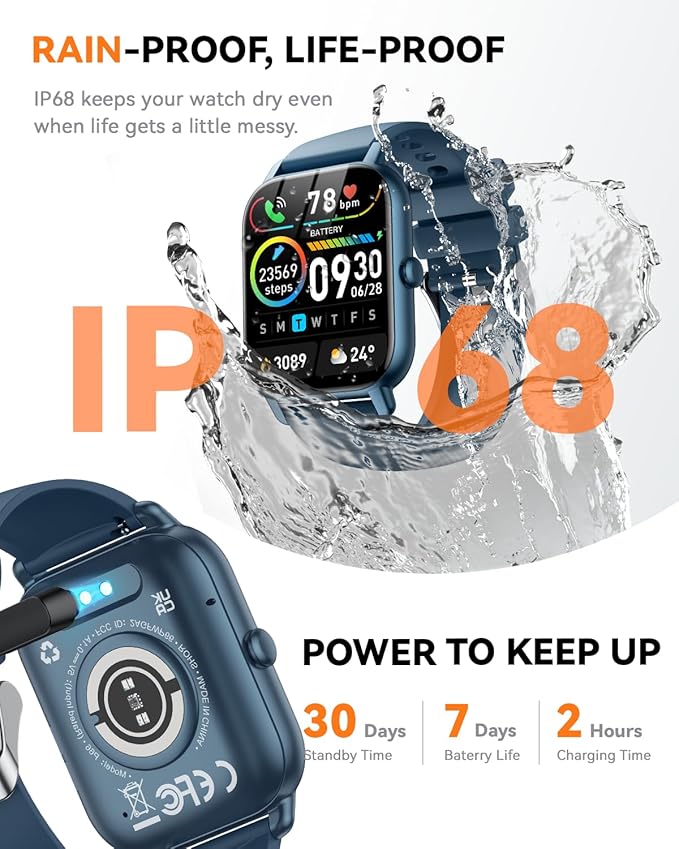 Smart Watches for Men Women(Answer/Make Call), 1.85 inch HD Fitness Tracker Watch with Activity Counter/Sleep Monitor/ 110+ Sports Modes, IP68 Waterproof Smart Watch for Andriod iPhone iOS Compatible