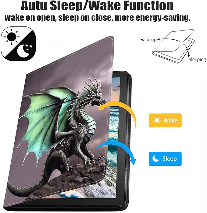 Case for Samsung Galaxy Tab A7 10.4 inch 2022/2020 (SM-T500/T503/T505/T507/T509), Premium PU Leather Stand Folio Cover with Auto Sleep/Wake, Dragon