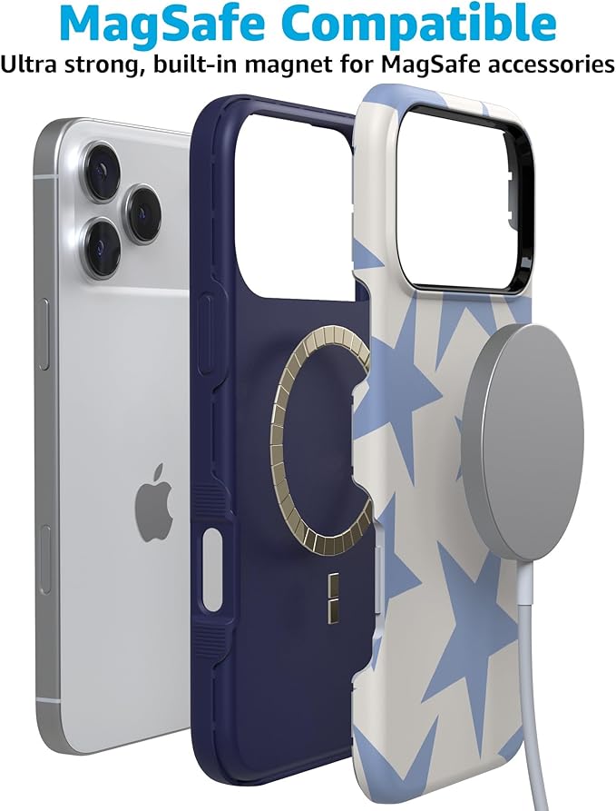 Casely iPhone 17 Pro Case | Stars Align | Blue & White Stars | Compatible with MagSafe | Bold Protective Design