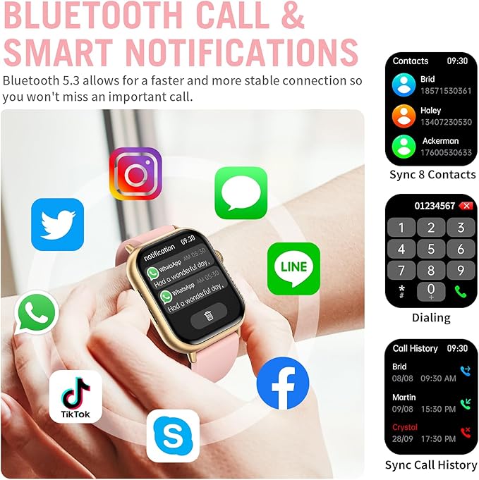 Smart Watches for Men Women (Answer/Make Call), 2.01" HD Screen Fitness Tracker Watch with Blood Pressure/Heart Rate/Sleep Monitor, Smart Watch for Android iOS Phones, IP67 Waterproof Sport Watch