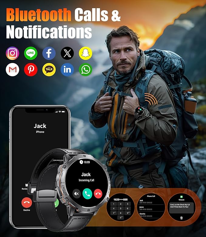 Smart Watches for Men with 900mAh(60+Standby),1.73" AMOLED Reloj Inteligente para Hombre with Bluetooth Call,110+ Sports Mode Fitness Tracker/Heart Rate Sleep Health Monitor/Android iOS Smart watch