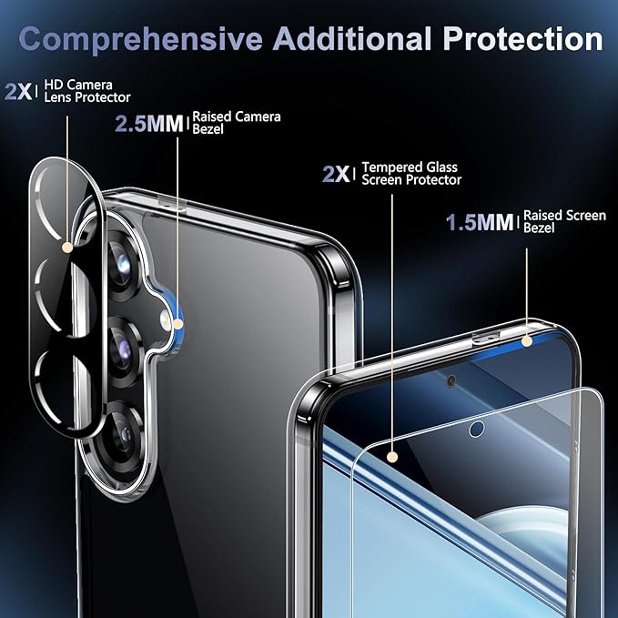 Red2Fire for Samsung Galaxy S25 Plus Case Clear, [Non-Yellowing] [Slim Thin] [Military Grade Drop Protection] Lightweight Shockproof Protection Phone Case for S25 Plus Case,Clear