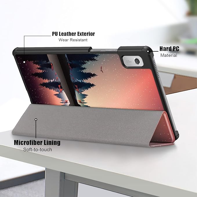 Epicgadget Case for Nook 9" Lenovo Tablet (2024) / Lenovo Tab M9 (TB-310FU, 2023 Released) 9 Inch Display Tablet - Slim Lightweight Trifold Shell Stand Cover Case + 1 Random Stylus (Forest Dusk)