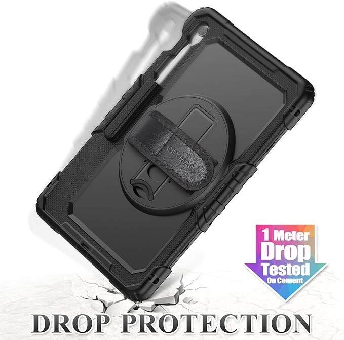 SEYMAC stock Case for Samsung Galaxy Tab S10 FE+ Plus 5G Tablet Case 13.1'' Protective with Screen Protector, Pencil Holder, 360 Rotating Stand, Hand Strap, Shoulder Strap, Black1