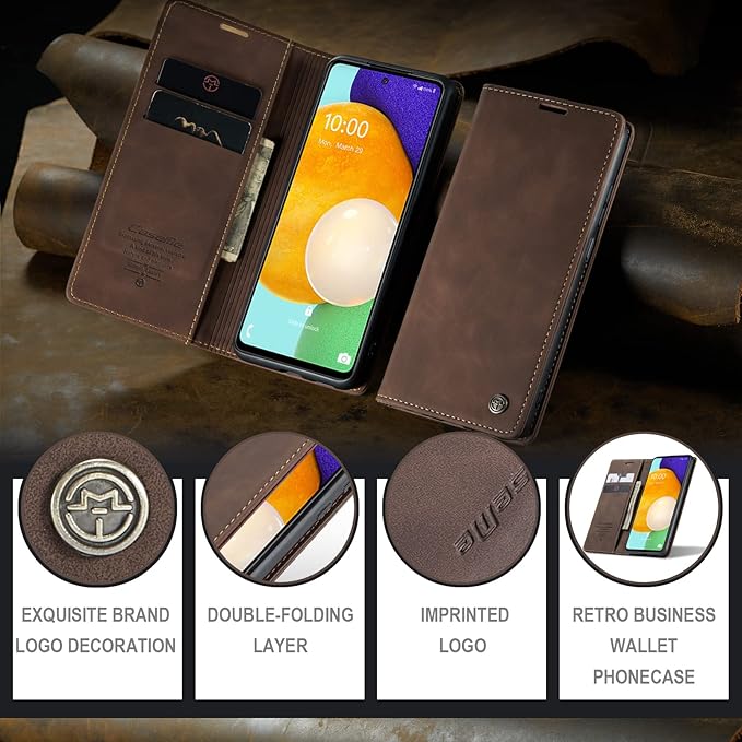 for Samsung Galaxy A40 Case, Flip Wallet Leather Case with Card Holder Magnetic Closure Shockproof Kickstand Protective Phone Cases Cover for Samsung A40,Coffee