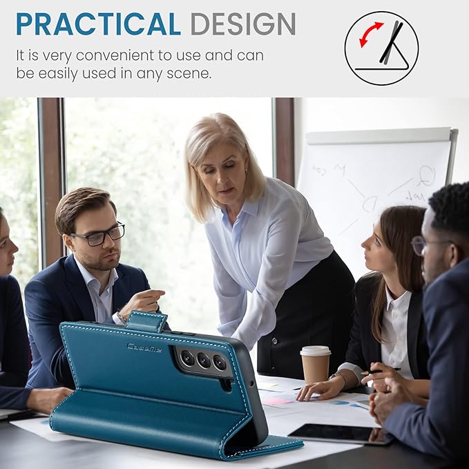 Case for Samsung Galaxy S21 Plus Wallet Case, RFID Blocking PU Leather Flip Folio Cover Card Holder Kickstand Shockproof Phone Case Compatible with Samsung Galaxy S21 Plus, Blue