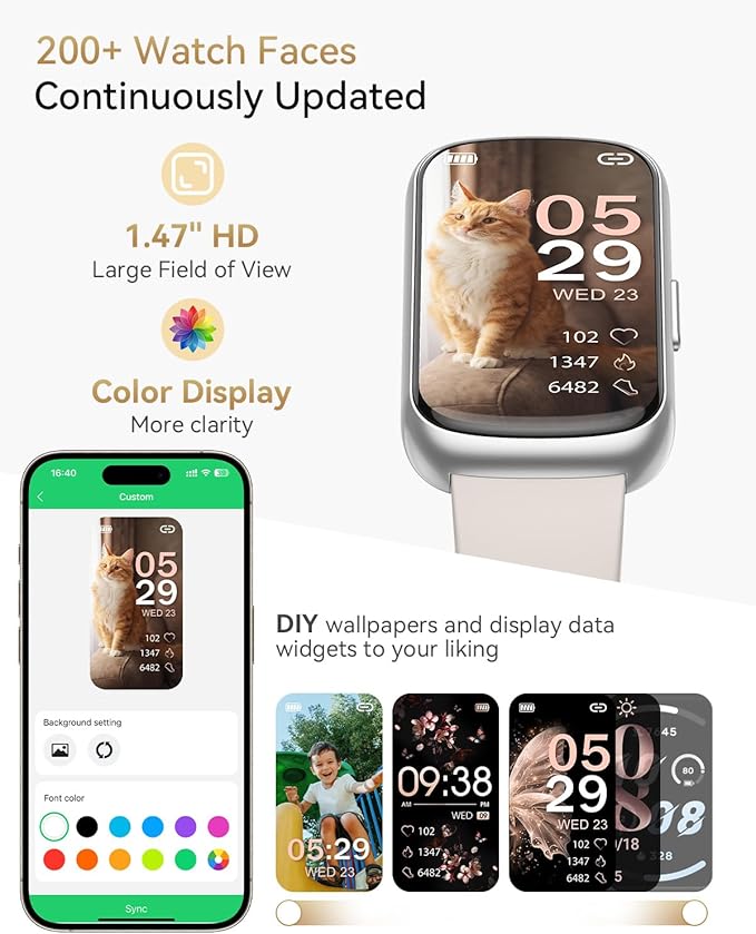 Fitness Trackers for Women/Men, Smart Watches for Women with Sport Activity Tracker, Fitness Watch with Heart Rate, Blood Oxygen Monitor, Sleep Tracker, IP68 Android Smart Watch with 4 Straps, Gift