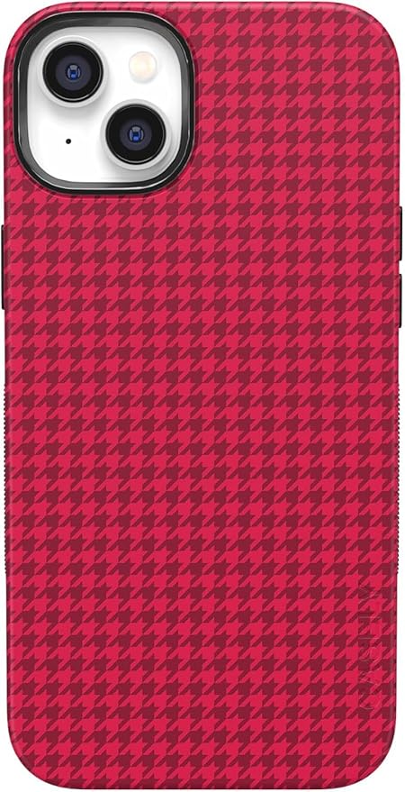 Casely iPhone 14 Case | Best Dressed | Pink Houndstooth | Compatible with MagSafe | Bold Protective Design