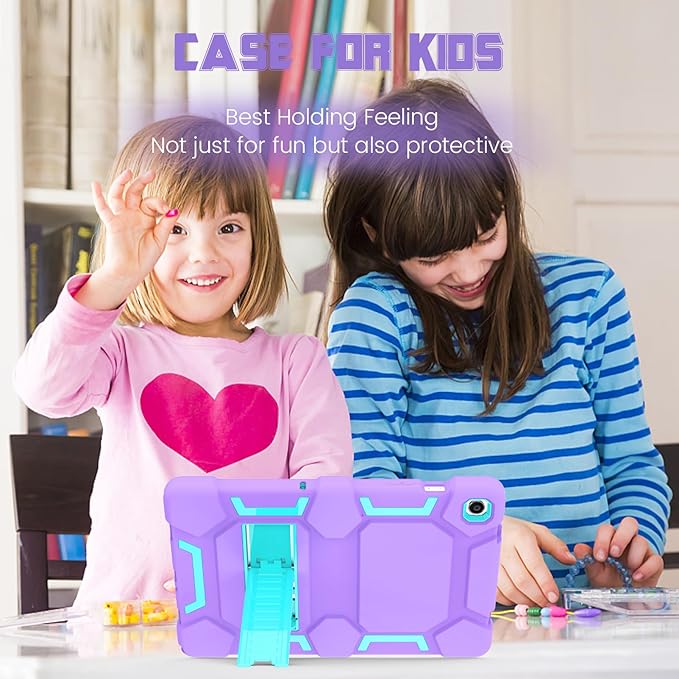 CCMAO Case for Samsung Galaxy Tab A9+ Case 11 Inch 2023 Model (SM-X210/X216/X218), Heavy Duty Shockproof Hybrid Three Layer Protective Cover for Kids Girls Boys, Purple+Green