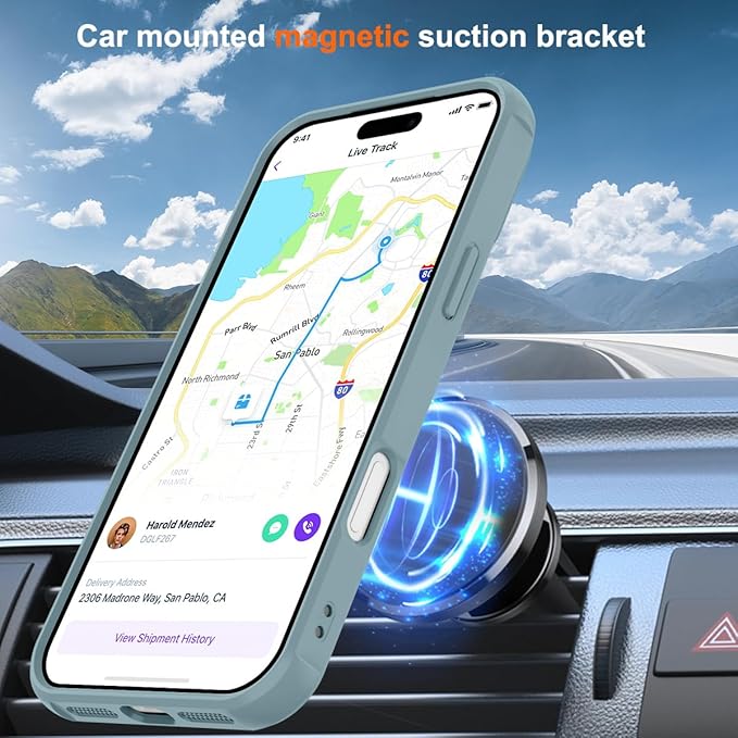 Magnetic Compatible with iPhone 17 Pro Case with Stand [Military Grade Drop Tested][Compatible with Magnet] Ring Translucent Slim Hard Back Soft Edge, Teal Green