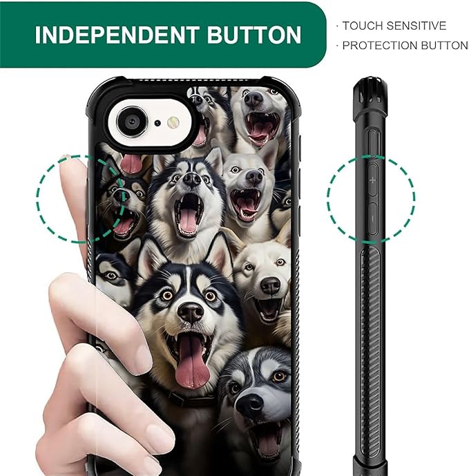 Compatible with iPhone 16e Case,Husky Family Phone Cover for Men/Women,Soft TPU Anti-Skid Thread and Four Corner Anti-Collision Protection Case Compatible with iPhone 16e 6.1inch